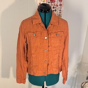 Jones New York Vibrant Orange Linen Jacket